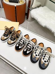 2022 Designer Fall Winter Slippers New Lace Up Sneakers for Women Brand Black Brown Casual Shoes Fashion Flat Slippers With Box Size 35-41