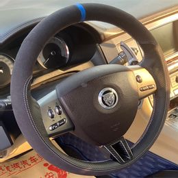 Custom Leather Suede hand sewn steering wheel cover For Jaguar XFL Xe xjl f-pace XKR car interior accessories