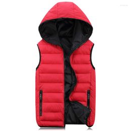 Men's Vests Fashion Men's Vest Winter Men Brand Hooded Male Cotton-Padded Waistcoat Jacket And Coat Warm 3XL 2XL