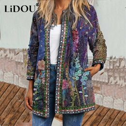 Women's Jackets Y2K Spring Autumn Vintage Ethnic Style Cardigan Long Sleeve Printed Loose Outerwear Ladies Coat Harajuku Tops Women 220909