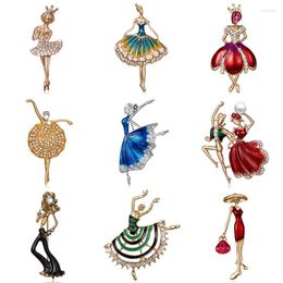 Brooches Mix Style Cute Dancing Ballet Girl Dancer Crystal Rhinestone For Women Pin Bijouterie Corsage Fashion Wedding Jewelry