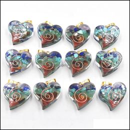 Charms Retro Colorf Natural 7 Colors Stone Resin Heart Shape Charms Pendants Wholesale For Necklace Jewelry Making Drop Delivery 2021 Dhevj