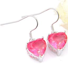Dangle Chandelier 6 Pairs 925 Sier Pink Heart Bi Coloured Tourmaline For Women Hooks Earrings Jewellery New Holiday Gift Drop Delivery 2 Dhpbs