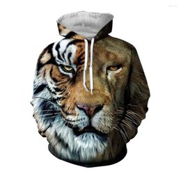 Men's Hoodies Jumeast 3D Printed Ferocious Liger Head Full Sleeve Cool Casual Baggy Pullover Hoodie Sport Hooded Tops Clothes For Men