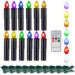 color candle wax UK - LED Candles Colorful Battery-Operated Fake Candle Christmas Tree Light With Timer Remote And Clip Decorative For Halloween Black H1222242q