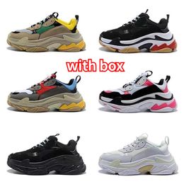 Designer-Paris-Freizeitschuhe Triple S-Turnschuhe Herren- und Damen-Retro-Leder-Schnürsenkelbox