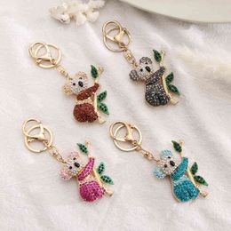 Keychains Colourful Diamond Cute Koala Keychain Creative Metal Car Bag Pendant Cartoon Bear Key Ring T220909