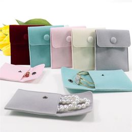wholesale jewelry bags NZ - Envelope velvet Jewelry Bag with Snap Storage Portable Soft Lint Velvet Flannel Bracelet Necklace Gift Bag171b313Z