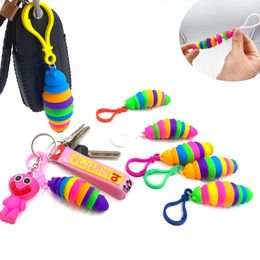 2022 Fidget Toys Caterpillar Cute Bubbles Decompression Tool Keychain Pendant Slug Toy Elasticity kids toy 95