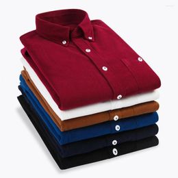 Men's Casual Shirts Turn Down Collar Buttons Slim Business Shirt Men Vintage Corduroy Plus Size