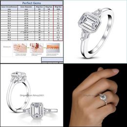Wedding Rings Wedding Rings 3 Karat Emerald Cut Three Stone S925 Sterling Sier Jewelry For Women Drop Delivery 2021 Ffshop2001 Dhxes