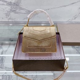 Handtasche Umhängetasche Damen Schultertasche Goldkette Taschen Echtleder Geldbörse Klappe Brieftasche Innenfach Schlangenkopf Metall Hoch 2022