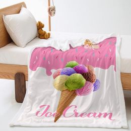 Blankets 3D Digital Printed Ice-cream Lambhair Crystal Pile Blanket Cover For Couch All Seasons Suitable