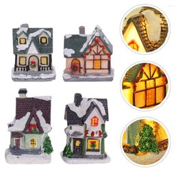 Christmas Decorations House Village Xmas Light Up Houses Lit Table Ornament Miniature Holiday Building Night Snow Centrepiece Led Lighted