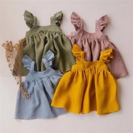 Girl Dresses Ruffles Lace Kids Dress For Girls Clothes Cotton Linen Sleeveless Tutu Toddler Clothing Born Baby