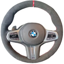 private custom suede leather hand sewn steering wheel cover For BMW X5 X3 X1 X6 X4 7 Series GT 320li Z4 car interior accessories