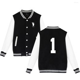 Men's Hoodies Anime Haikyuu Baseball Jacket Men/wome Streetwear Men's Clothing Print Stand Regular Kpop 2022 Long Sleeve Casual Cotton