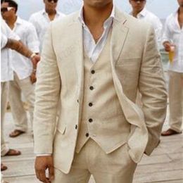 Men's Suits Blazers Linen Beige Wedding Mens Suits Summer Slim Fit trajes de hombre groom Tuxedos For made Custom Blazer Formal Prom costume homme 220909