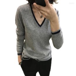 Women's Sweaters Elegant Loose V-Neck Cashmere Sweater Women Plus Size Knitted Pullover Black Gray Short Lady's Winter Warm Jumper