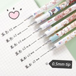 6Pcs/set Cute Cartoon Press Neuter Pen 0.5mm Black Gel Students Writing Drawing Stationery Gifts School Office Supplies