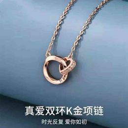 colored rings UK - Genuine Mobius Ring 18k Gold Colored Gold Mossan Diamond Necklace Pendant Female Collarbone Chain Valentine's Day Birthday Gift