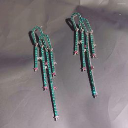 Dangle Earrings Jouval Luxury Crystal Cactus Long Drop Rhinestone Tassel Earring Star Plant Brincos For Women Statement Jewelry