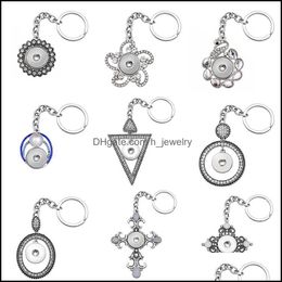 Keychains Fashion Keychains Cross Oval Geometric Rhinestone Snap Key Chains Fit 18Mm Buttons Keyrings Drop Delivery 2021 Accessories D Dhine