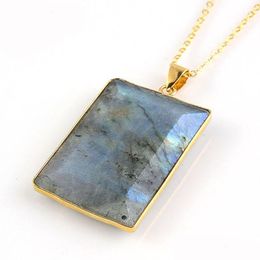 Pendant Necklaces 12 Pcs Vintage Natural Labradorite Gemstone Pendants 18K Gold Plated Europe Style Pendant Jewellery Drop Delivery 202 Dhkr4