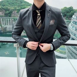 Men's Suits Blazers Boutique 5XLsuit Vest Trousers Men's Fashion Business Gentleman Self-cultivation Casual British Style Three-piece Suit 220909