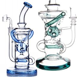 Mouthpiece Blue recyler hookah Water Pipes Showerhead Percolator Heady Rigs Pyramid spiral Design Glass Bongs With 14mm Joint Dab Oil bubbler