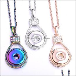 Pendant Necklaces Vintage Snap Button Jewellery Dazzle Colour Plating Drop Pendant Fit 18Mm Snaps Buttons Necklace For Women Men Noosa D Dhg4R