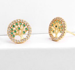 Jewelry Earrings Cubic Zirconia ftree of life palm gold color CZ Crystal Ear Clips No Pierced earrings for women Jewellery w4g