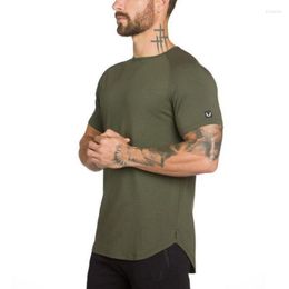 Men's T Shirts Man T-shirt Embroidered Pure Colour Fitness Shirt Men Casual Cotton Irregular Gyms Tees Fashion Boutique Clothing Tops