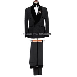 Men's Suits Blazers Cenne des Graoom Formalwear Sparkles Slim 2-piece Suit Cape Lapel Ball Dinner Formal Dress Tuxedo Jacket Black Stitching Pants 220909