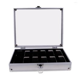 Watch Boxes Luxury Box Case Aluminum Glass Top Wristwatch Organizer Display Jewelry Store Briefcase
