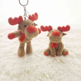 Keychains Christmas Fawn Doll Pendant Plush Elk Keychain Car Decoration Bag Decoration Grab Machine Doll Gift Christmas Gift T220909