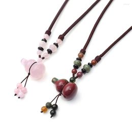 Pendants 1PC Statement Jewellery Natural Stone Beads Gourd Bottle Pendant Necklace Women Bohemian Dropship Suppliers