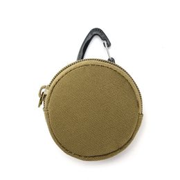 10pcs Coin Purses Men Oxford Plain Army Green Circle Shaped Earphone Keychain