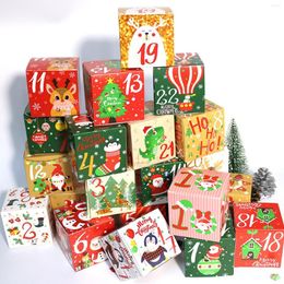 Gift Wrap 24Pcs Christmas Advent Calendar Box Kraft Paper Candy Cookies Xmas Boxes Bags 2.75inch