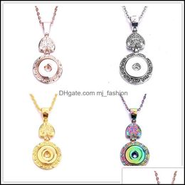 Pendant Necklaces Gold Sier Snap Button Charms Jewellery Geometric Heart Pendant Fit 18Mm Snaps Buttons Necklace For Women Noosa D336 D Dhxqu