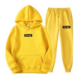 Mens Tracksuits Savage Men Women Tracksuit Hoodies Casual Long Sleeve Pullover Pants Suit Fleece Hooded Sportswear Suit Two Piece Sets 220909