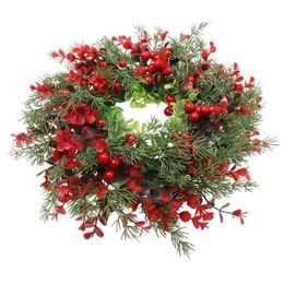 Faux Floral Greenery 1pc Christmas Garland Xmas Wreath Decor Simulation Pendant Door Hanging Weaved Year Navidad Party 220908