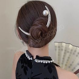 Vintage Crescent Moon Hairking Color Pearl Pearl For Women China Cabello Bun Clip para cabello Accesorios