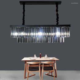 Pendant Lamps Modern Crystal Chandeliers Luminaria El Lobby Black Round Square Luxury Chandelier For Living Room Decor Bedroom Droplight