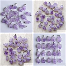 Charms Natural Stone Amethyst Irregar Shape Charms Pendants For Jewellery Making Wholesale Drop Delivery 2021 Findings Components Dhsell Dhmz6