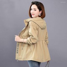 Women's Trench Coats Solid Colour Slim Casual Windbreaker Women 2022 Spring Autumn Korean All-match Hooded Coat Plus Size Zipper Female