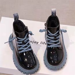 Stivali invernali per bambini Scarpe in pelle PU impermeabili Martin Kids Snow Brand Ragazze Ragazzi Sneakers in gomma moda 220909