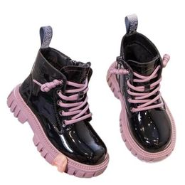 Stivali da neve per bambini Stivali Martin impermeabili in pelle PU Stivaletti per ragazzi per ragazze Autunno Inverno Scarpe per bambini Sneakers alla moda