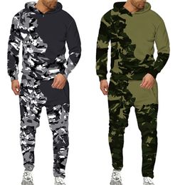 Men's Tracksuits Men Cool Camouflage Printed Pullover/Trousers/Suits Men's Hoodie Pants Tracksuit Outdoor Sport Camping Hunting Casual Male Suit 220909