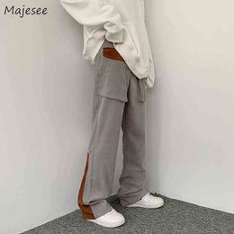 Men's Pants Men Casual Pants Panelled Design Fashion Ins Korean Style dents Loose All-match Spring New Simple Bottoms Popular Harajuku T220909